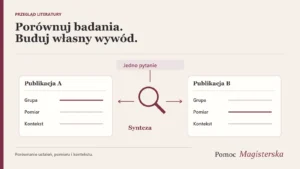 Dwie karty publikacji połączone wspólnym pytaniem, z wyróżnieniem grupy, pomiaru i kontekstu.