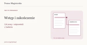 Dwie kartki wstępu i zakończenia połączone burgundową linią zgodnego zakresu pracy