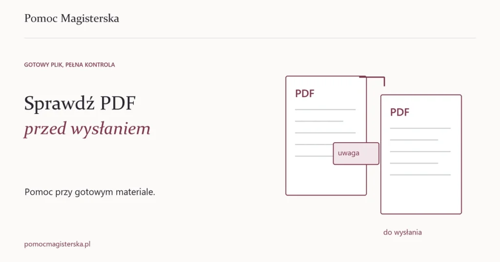 Dwa dokumenty PDF z oznaczeniem komentarza roboczego i wersji do wysłania - ilustracja